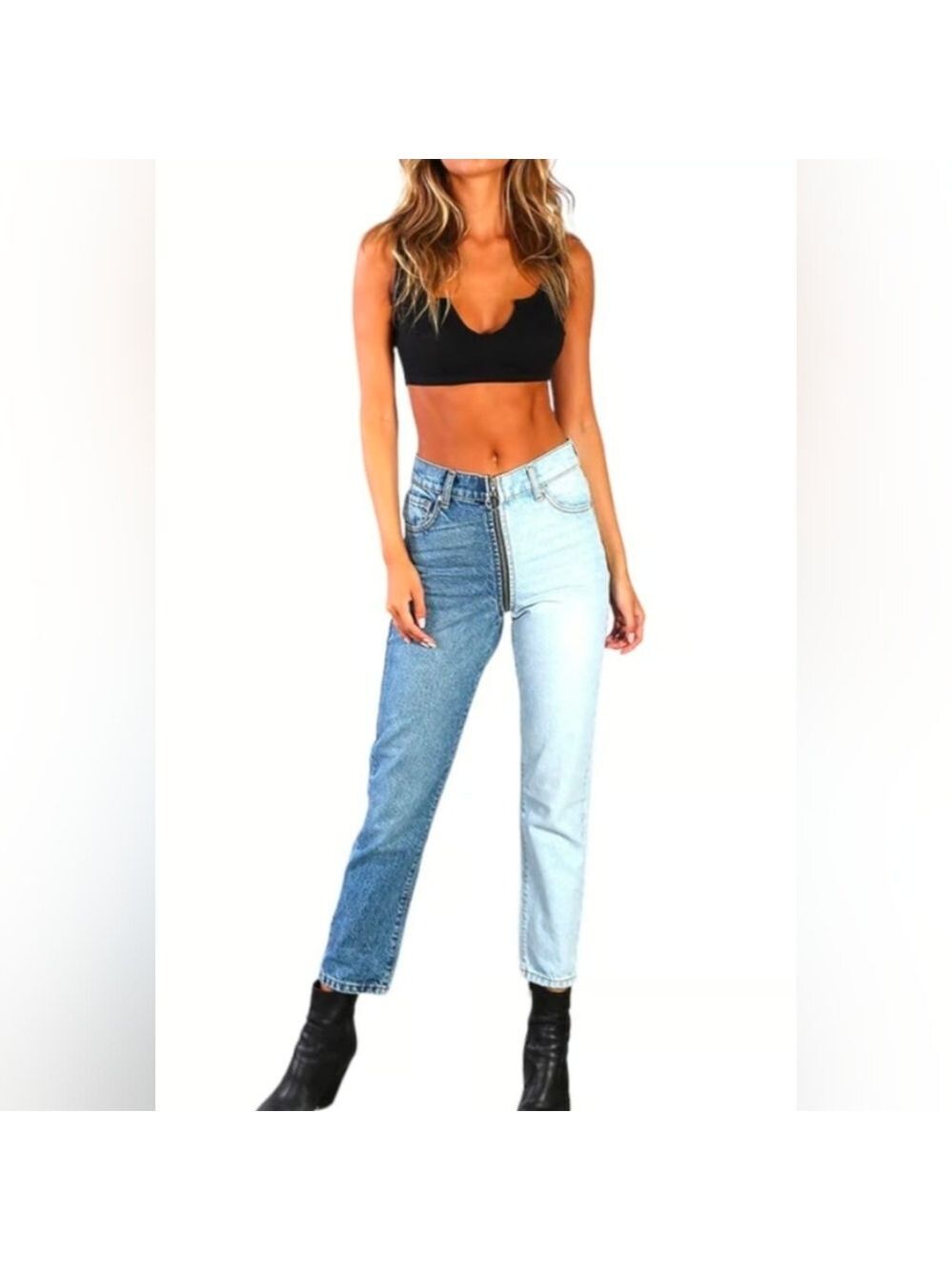 REVICE Yin Yang Two Toned Zip Around Tokyo Wash Jeans Size 27
